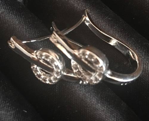 Attractive Diamante Set in 925 Sterling Silver Imported Filled Earrings with 925 Marking