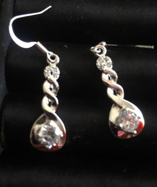 GORGEOUS Diamante Set in 925 Sterling Silver Imported Filled Earrings