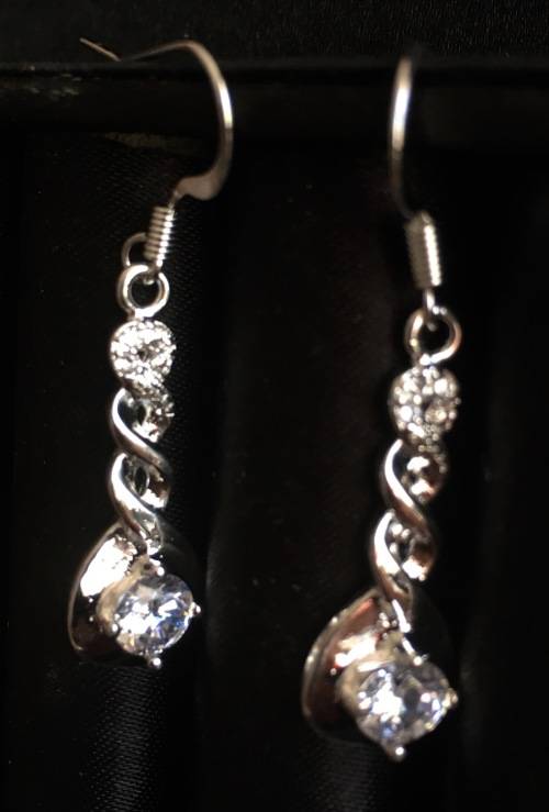 GORGEOUS Diamante Set in 925 Sterling Silver Imported Filled Earrings