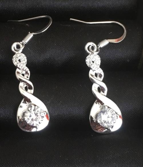 GORGEOUS Diamante Set in 925 Sterling Silver Imported Filled Earrings