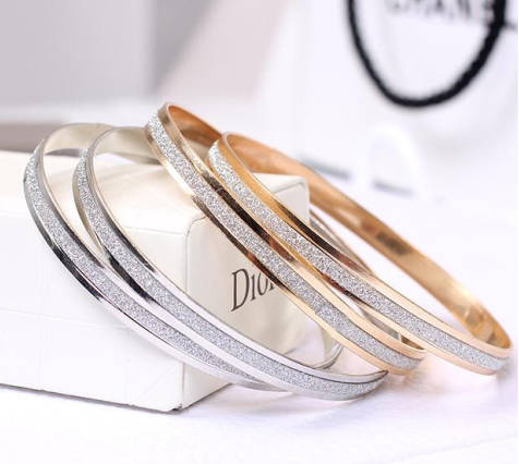 Gorgeous 6mm Imported 2 x Silver or Gold Plated Glitter Bangles