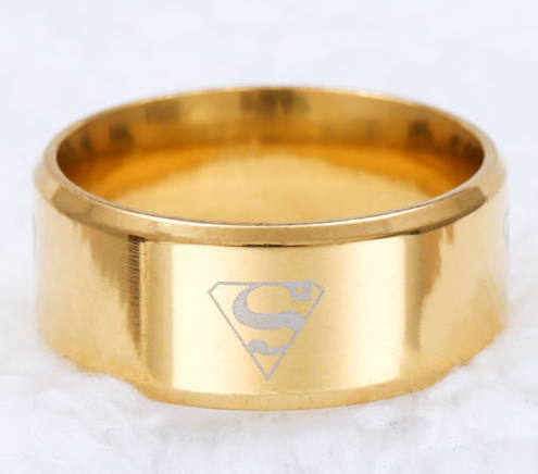 10MM Stainless Steel Titanium Superman Gold Band  Wedding-Engagement Ring