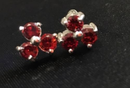 Elegant Red Topaz Crystals set in 925 Sterling Silver Earrings with 925 Marking