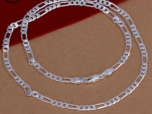 Fancy Unisex 925 Sterling Silver Imported Filled Figaro Chain with 925 Marking