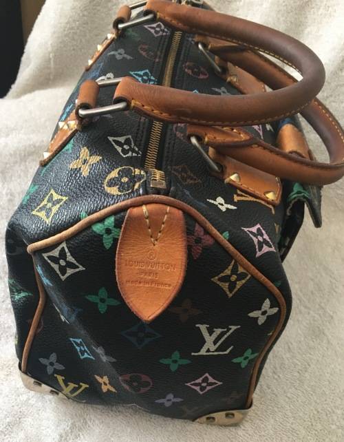 GENUINE Authentic  LOUIS VUITTON Speedy  Hand bag Monogram Multicolor Noir M92642
