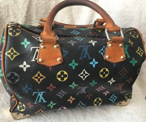GENUINE Authentic  LOUIS VUITTON Speedy  Hand bag Monogram Multicolor Noir M92642