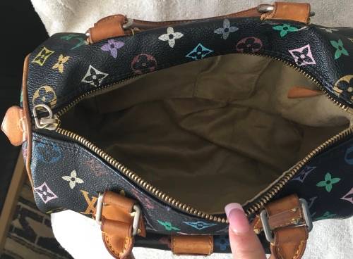 GENUINE Authentic  LOUIS VUITTON Speedy  Hand bag Monogram Multicolor Noir M92642