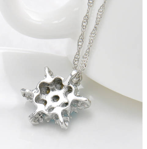 Charming Vintage Blue Snowflake Zircon 925 Sterling Silver Necklaces & Pendants Filled Jewelry
