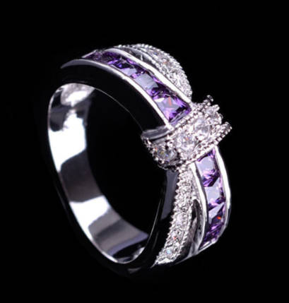 Elegant Cr.Amethyst & White Diamante Ring