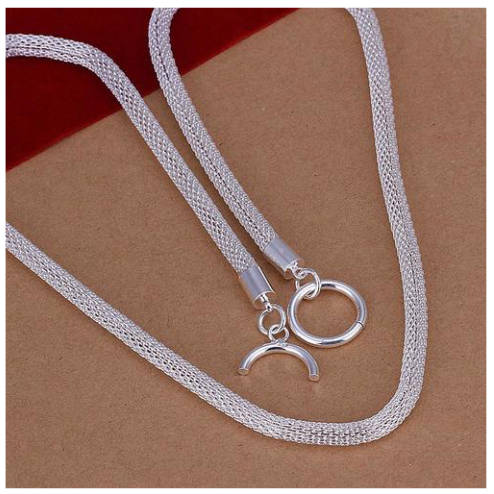 Charming 925 Sterling Silver Imported Filled Mesh Neck Chain