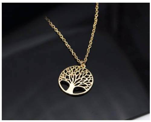 Fancy (SISSYGIRLS) Yellow Gold  Tree Of Life Imported Filled Neck Chain