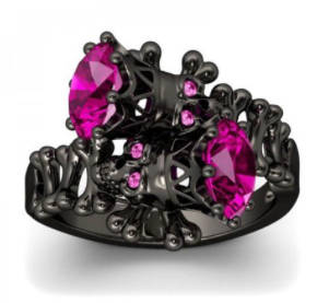 Dazzling Simulated Sapphire Set in Black Gold Imported Filled Ring