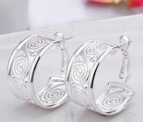 Attractive 925 Sterling Silver  Imported Filled Hoop Earrings