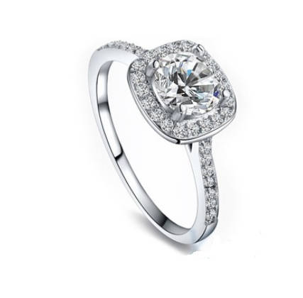 Elegant Simulated Diamonds Set in Platinum White Rolled Gold Imported Ring