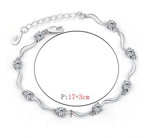 Flashing Cr. Daimonds Set in 925 Silver Imported Filled Tennis Bracelet  Length = 20.4 mm