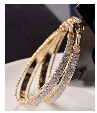 Attractive Imported Round Hoop with Silver Glitter Earrings
