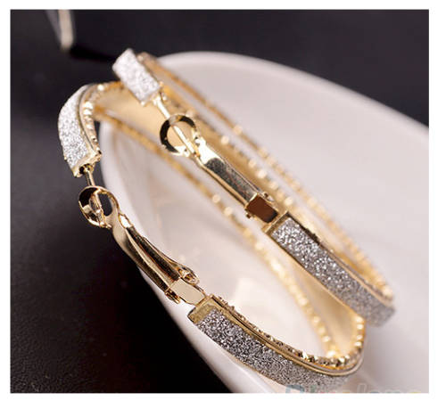 Attractive Imported Round Hoop with Silver Glitter Earrings
