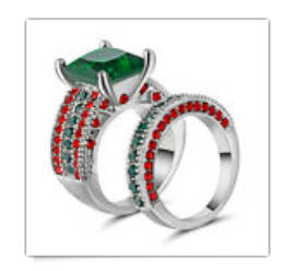 Amazing Cr. Green Emerald Set in 18ct White Gold Imported Filled Wedding Set