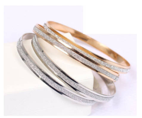 Gorgeous 6mm Imported 2 Gold or 2 Silver Glitter Bangles