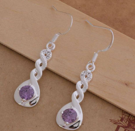 Dazzling Sim Amethyst Set in 925 Sterling Silver Earrings Imported Filled Jewellery