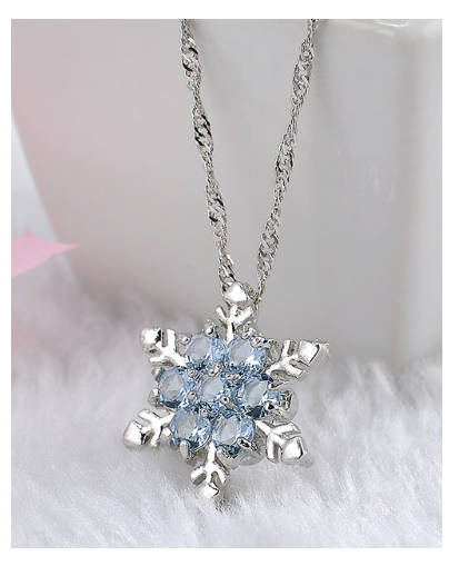 Charming Vintage Blue Snowflake Zircon in 925 Sterling Silver & Matching Necklaces Filled Jewellery