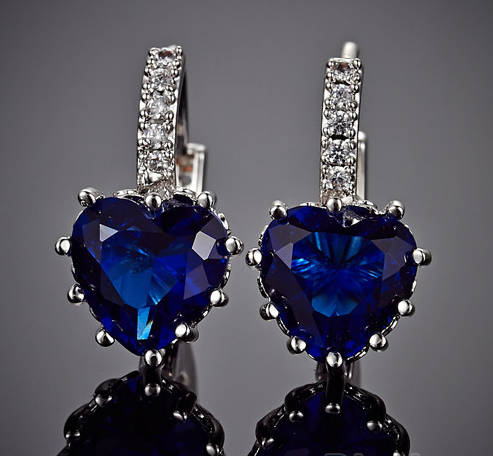Charming Heart Shape Diamond Crystal Set in 14ct White Gold Imported Filled Earrings