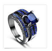 Charming Cr. Blur Sapphire in 14Kt Black Gold Wedding/Engagement \Set Imported Filled Jewellery