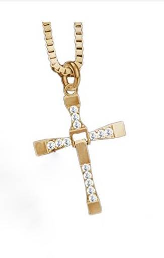 Stylish Sim Diamonds 14K Gold Unisex Cross with Matching Neck Chain Imported Filled Jewellery