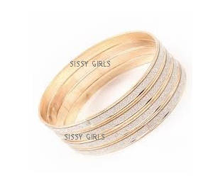 Gorgeous 6mm Imported 2 x Gold Imported Glitter Bangles