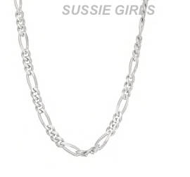 Stylish 2mm Figaro Unisex 925 Sterling Silver Neck Chain Imported Filled Jewellery