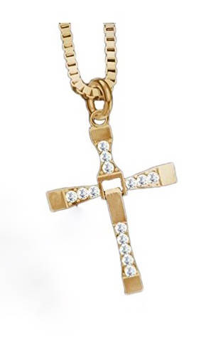 Stylish Sim Diamonds 14K Gold Unisex Cross with Matching Neck Chain Imported Filled Jewellery