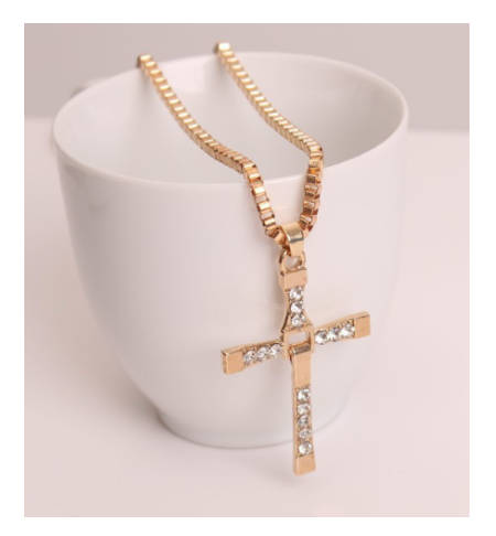 Stylish Sim Diamonds 14K Gold Unisex Cross with Matching Neck Chain Imported Filled Jewellery