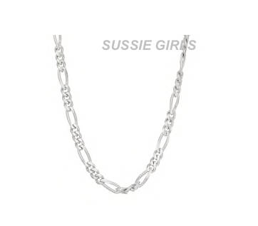 Stylish 2mm Figaro Unisex 925 Sterling Silver Neck Chain Imported Filled Jewellery