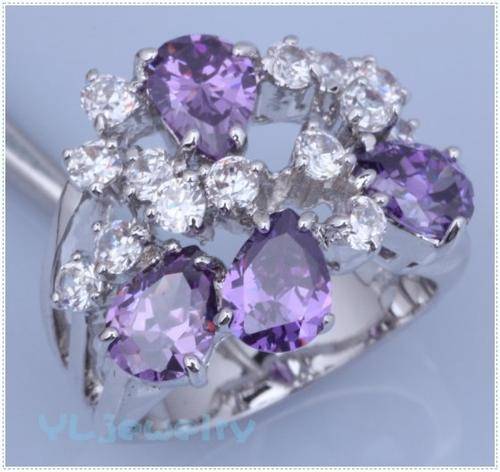 Huge Amethyst 925 Sterling Silver Gemstone Dinner Cocktail Ring