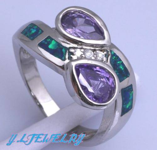 Amethyst & Fire Opal 925 Sterling Silver Ring