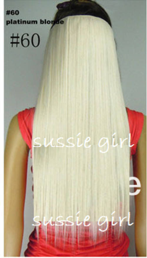 High Temperature  60cm 5 Clip in Synthetic Extensions Platinum Blonde 60 #