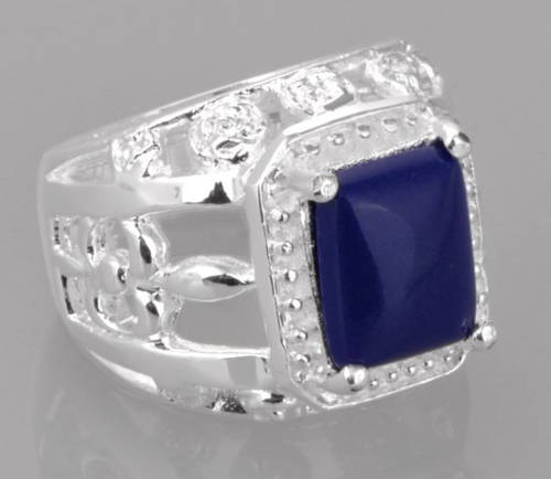 EXQUISITE .925 STERLING SILVER BLUE GEMSTONE RING