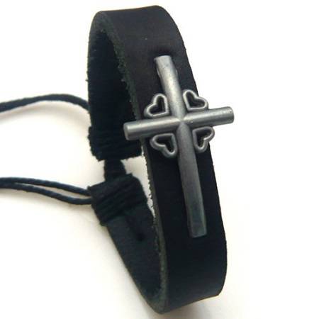 UNISEX GENUINE LEATHER WITH CROSS BRACELET