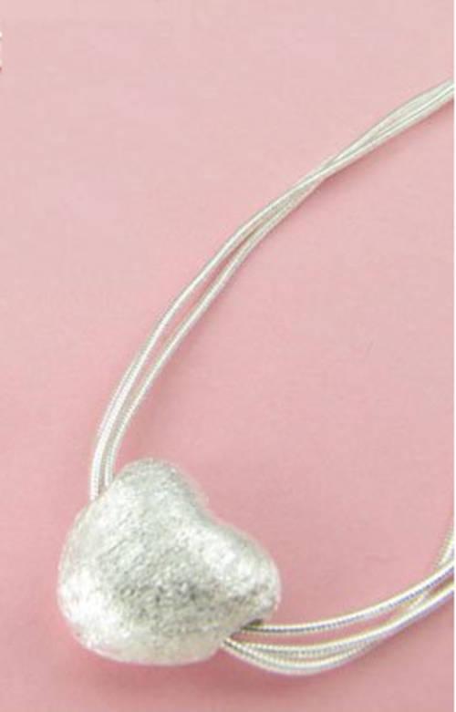 .925 STERLING HEART SHAPE PENDANT WITH 3 SNAKE CHAINS