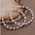 .925 STERLING SILVER TWISTED HOOP EARRINGS