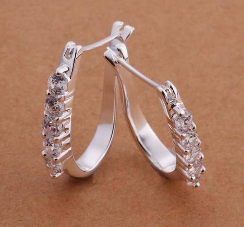 .925 STERLING SILVER DIAMOND SIMULANT EARRINGS