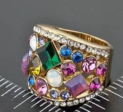 FRUIT SALAD DIAMOND SIMULANTS GOLD RING