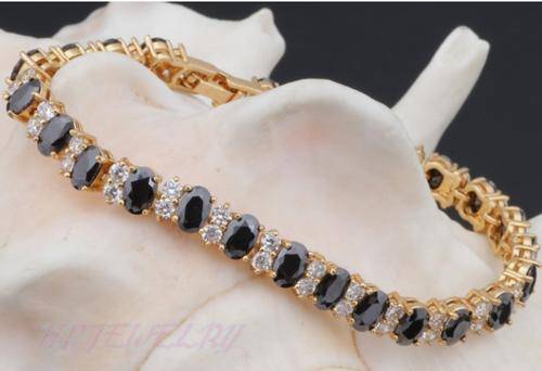 BLACK ONYXS CRYSTALS TENNIS BRACELET