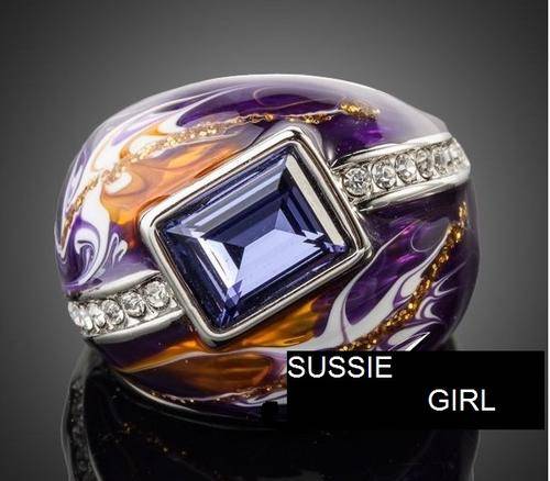 ABSOLUTELY MAGNIFICENT 18KGP WHITE GOLD PURPLE RING