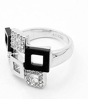 Fashion Geometric Ring 18KGP Platinum Made with Genuine Austrian Crystals