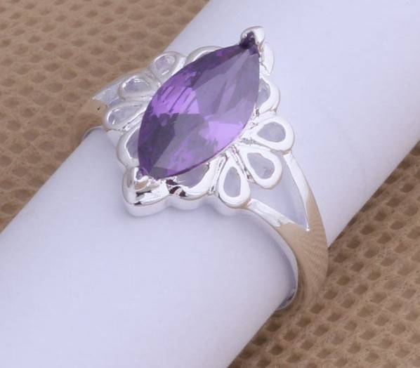 Marquise Cut Amethyst 925 Impression Ring