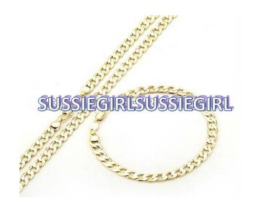 NEWLY IMPORTED CLASSY 6mm SOLID 18CT GOLD FILLED NECKLACE and BRACELET SET