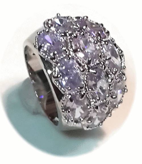 EXQUISITE HANDCRAFTED AMETHYST SET IN PLATINUM RING # SIZE 8.5