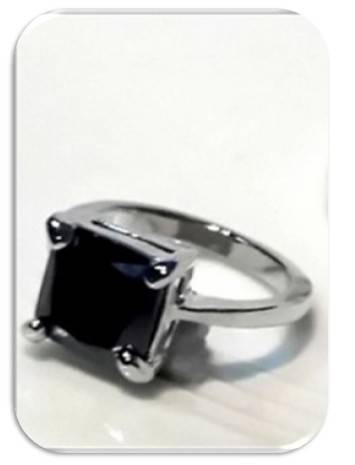 Faceted Onyx Set In 18ct Platinum Rolled Gold