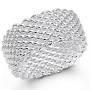 Mesh vs. Ring - Wow - Sparkling Heavy 925 Silver Ring #Size 9